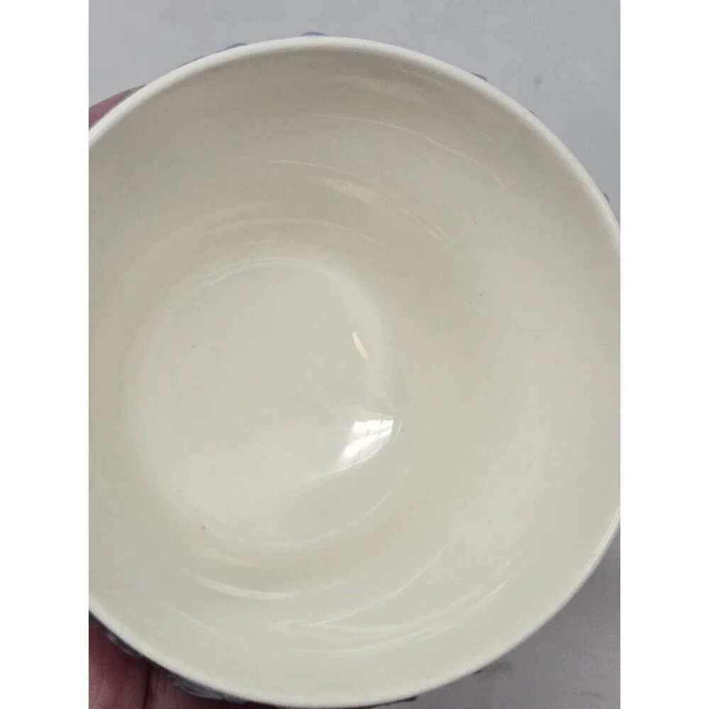 VINTAGE WEDGWOOD EMBOSSED QUEEN'S WARE WHITE & BLUE TEA CUP & SAUCER SET KITCHEN